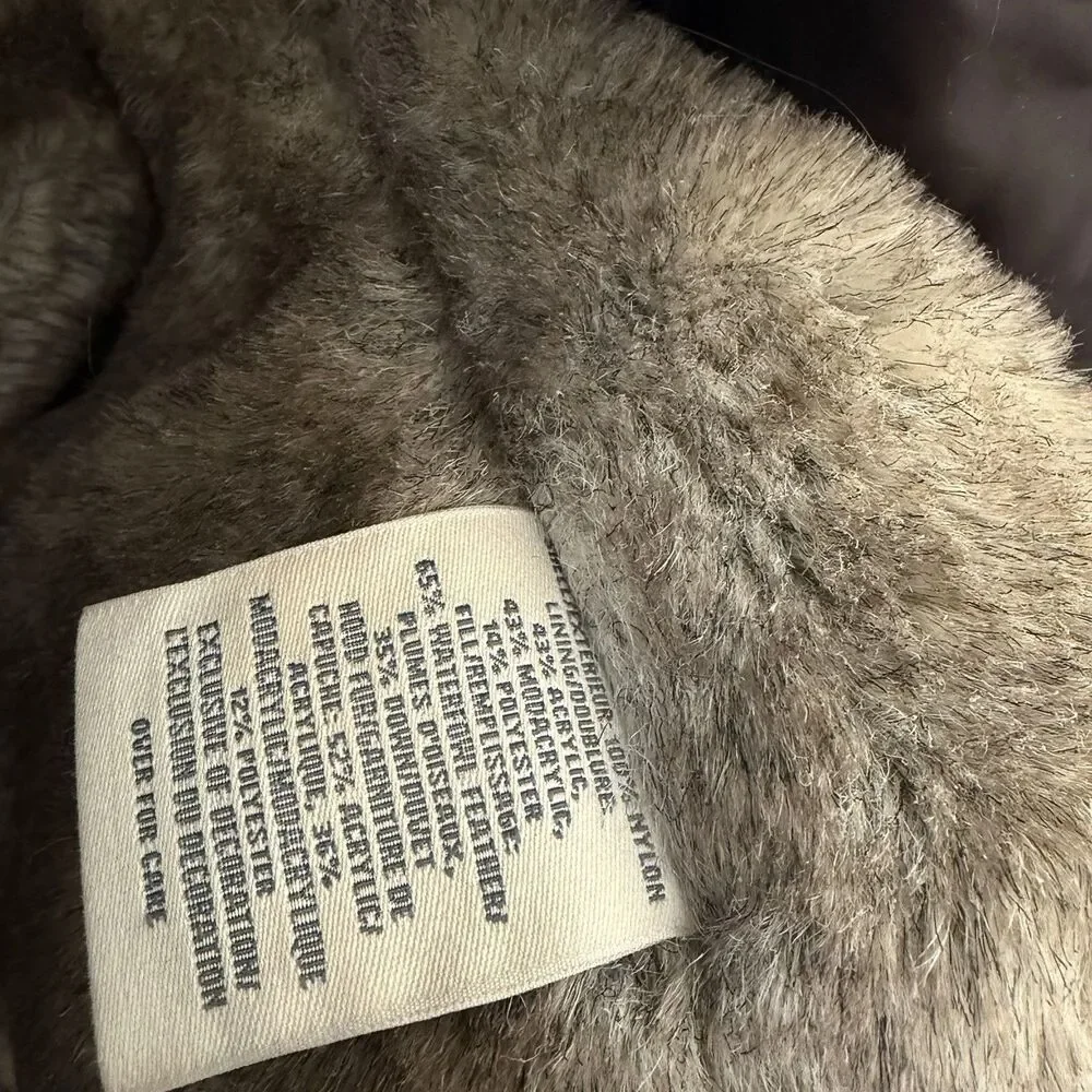 Abercrombie & Fitch Fur Down‎ Puffer Jacket Large Woman’s Brown Faux Lining Y2K